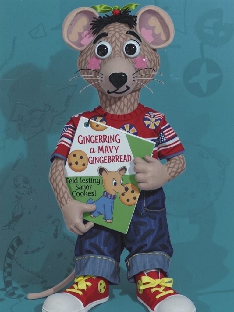 Gingerbread Mouse Eating Sugar Cookie In Golden Light