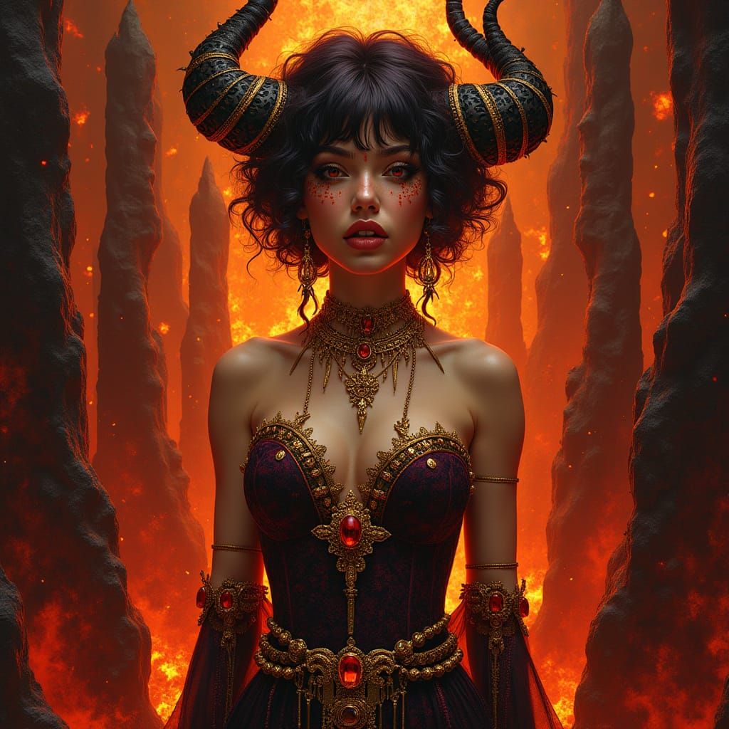 Garnet Demoness in Klimt-Inspired Opulence