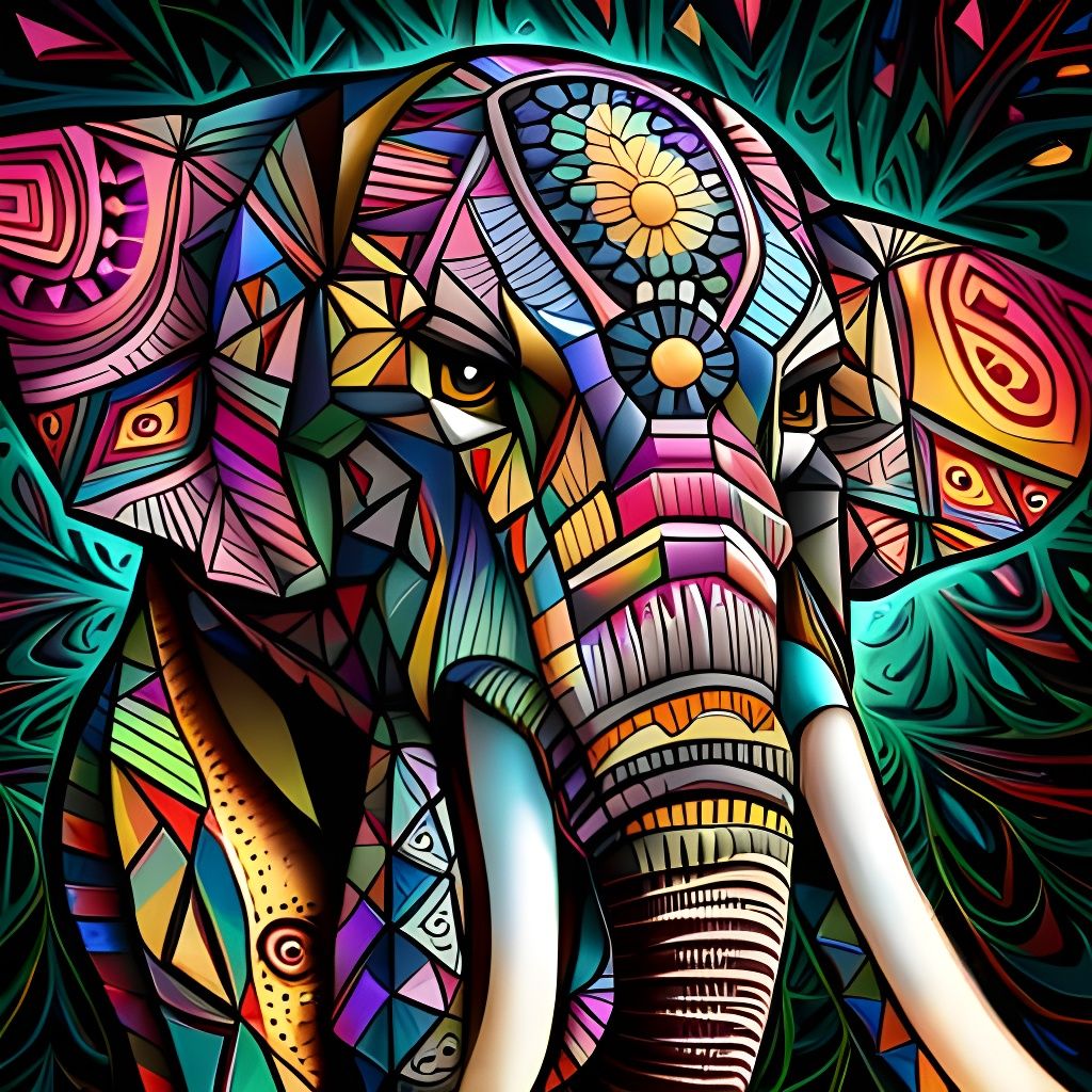 Geometric Elephant Portrait in Vibrant Octane Render