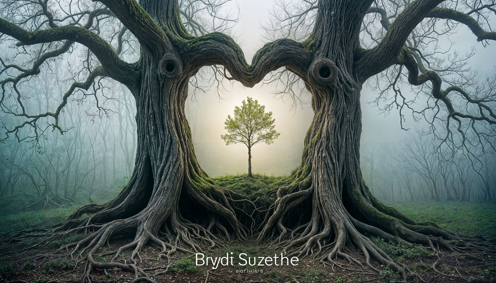 Intertwined Trees: Rebirth in Surreal Double Exposure