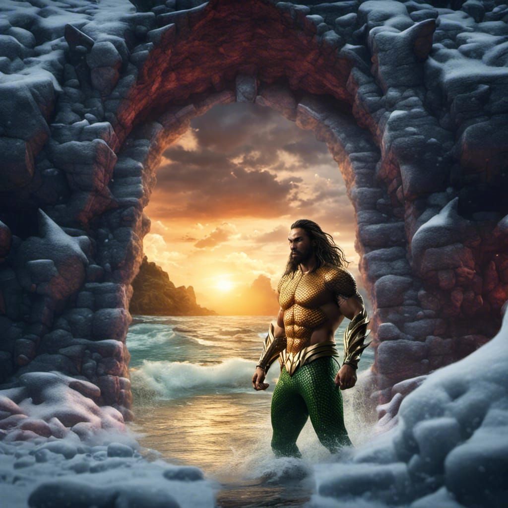 Jason Momoa as Aquaman on Tropical Beach