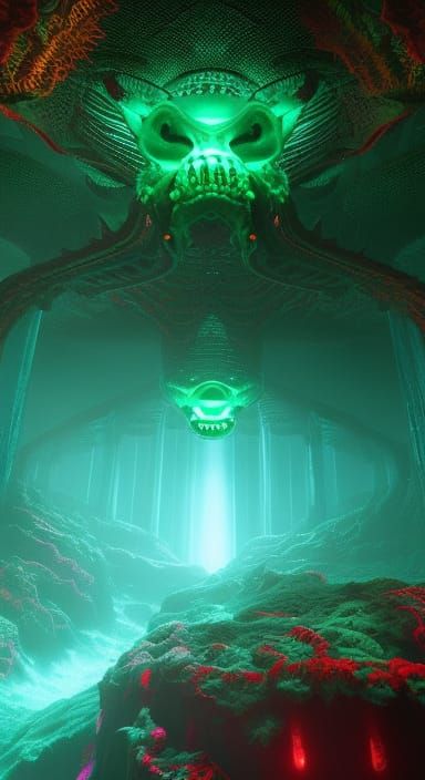 Cthulhu in R'lyeh: A Horror Concept Art