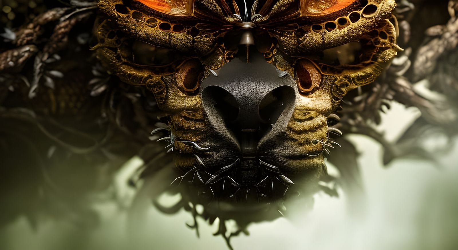 Dog Skull with Energetic Fields in Sci-Fi Horror Style