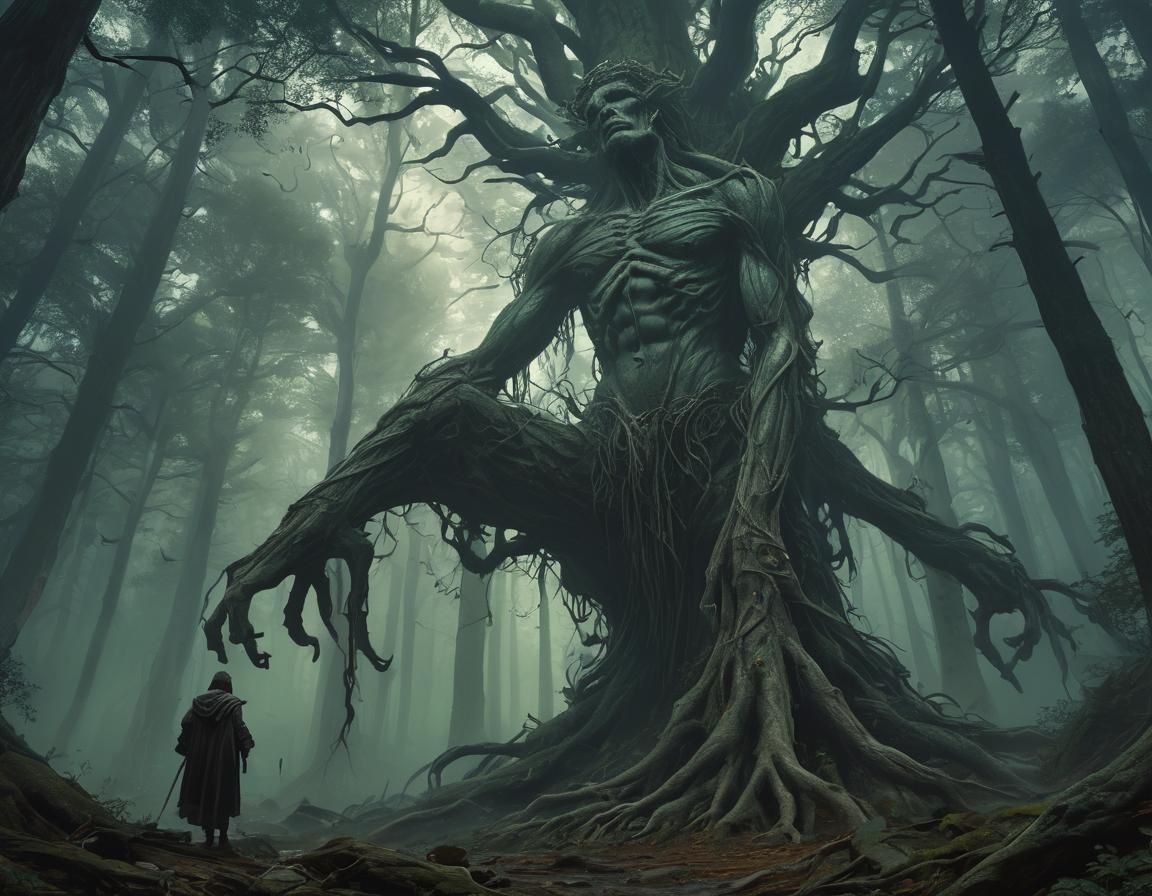 Enchanted Forest Figure in Dark Fantasy Art