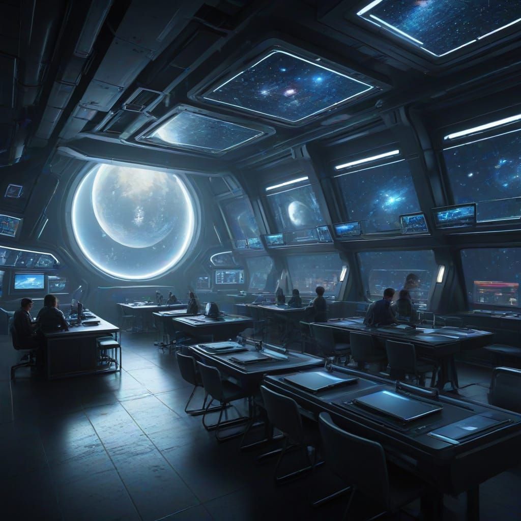 Futuristic Space Academy Training in Zero-Gravity