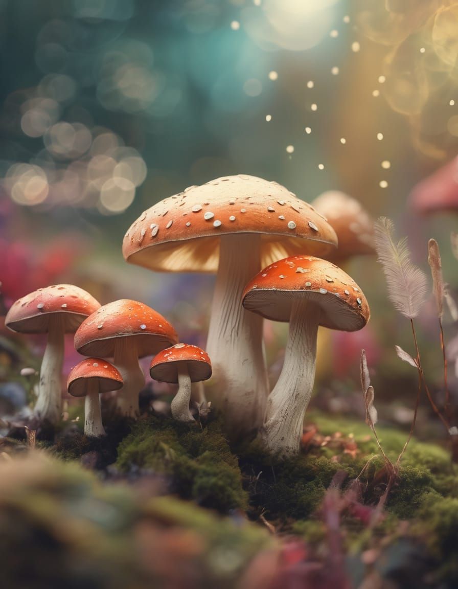 A Young Girl Jumps into a Vibrant Mushroom Kingdom