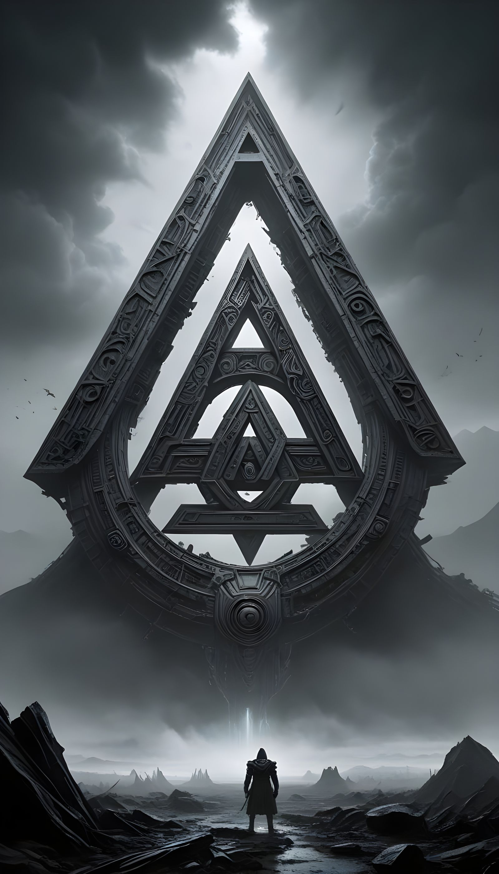 Cyberpunk Norse Valknut Descends on Apocalyptic Battlefield