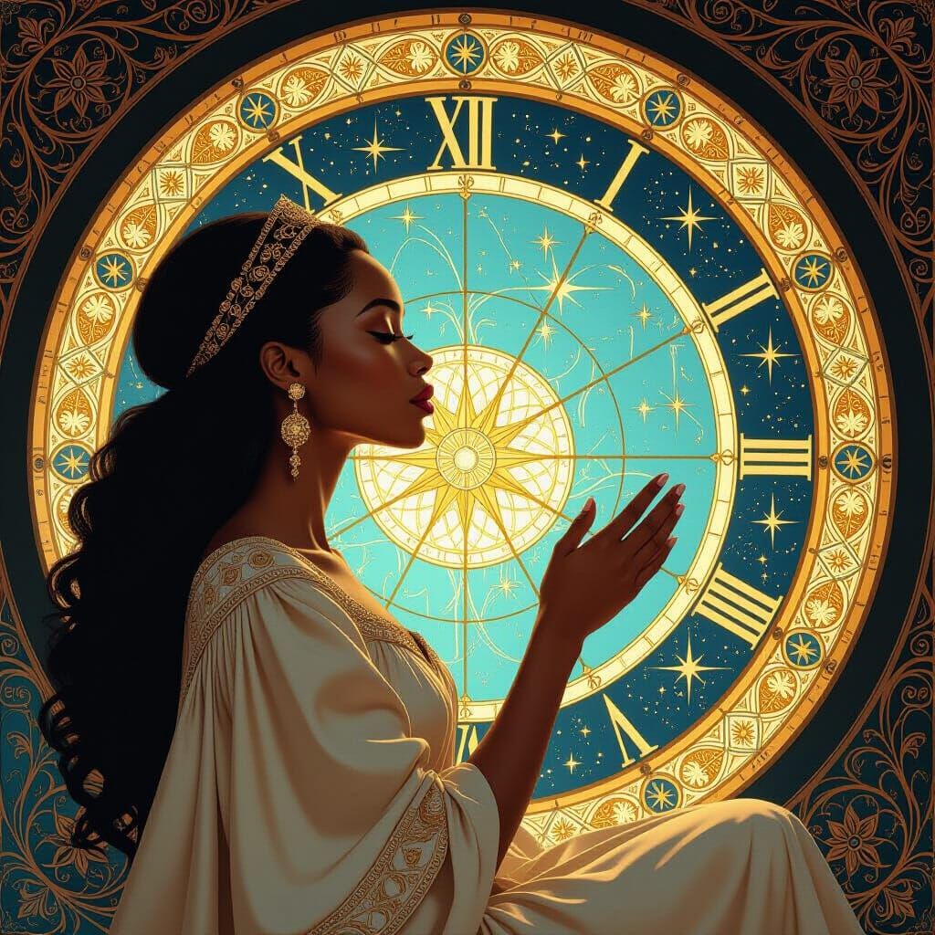 Celestial Astrolabe in Vibrant Realism Style