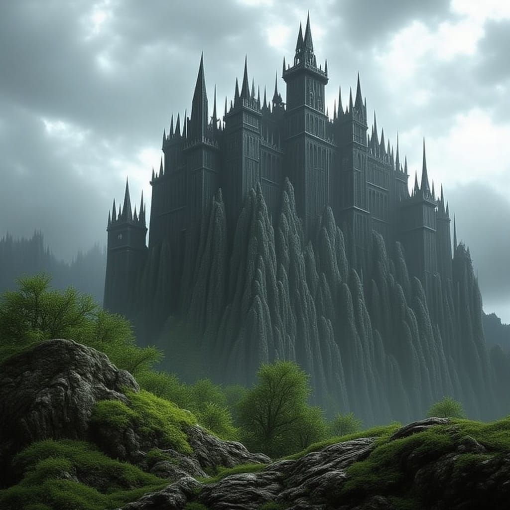 Majestic Mountaintop Castle in a Fantasy Realm