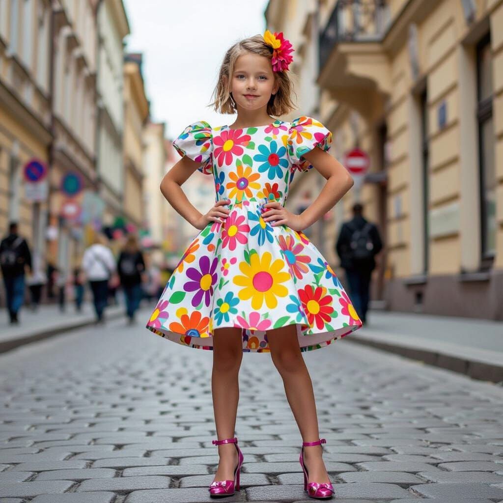 Boy in Dress in Warsaw, Pop Art Style