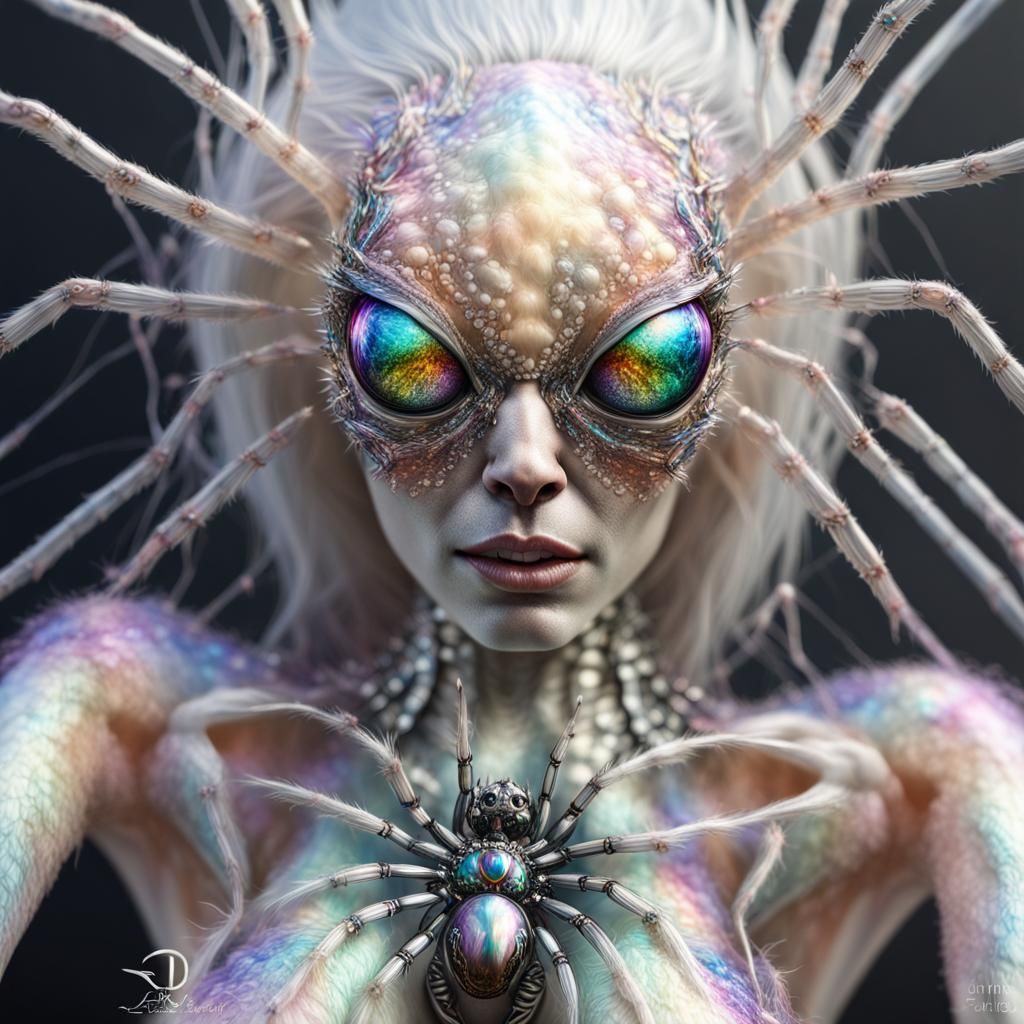 Hyperrealistic Arachnid Goddess Radiates Beauty and Terror