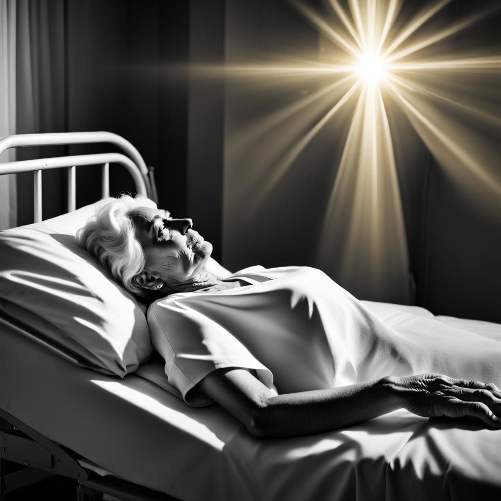 Grandmother with Golden Halo in Black and White