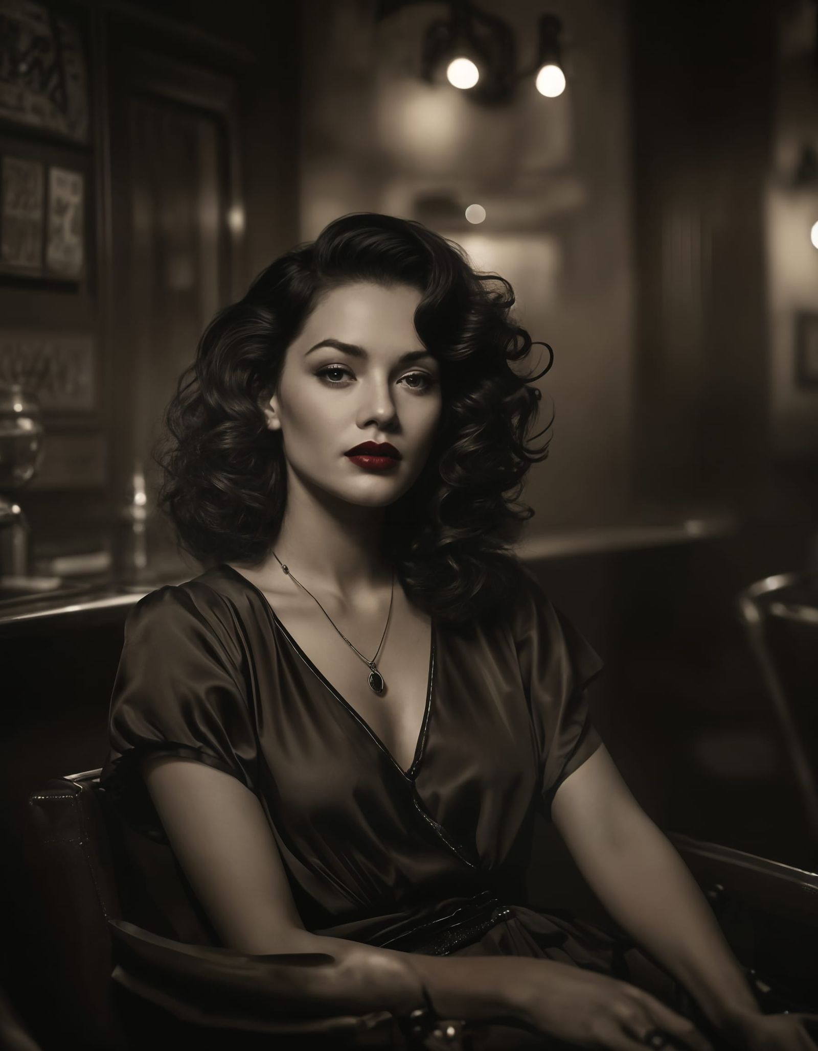 Film Noir Woman in Smoky Speakeasy