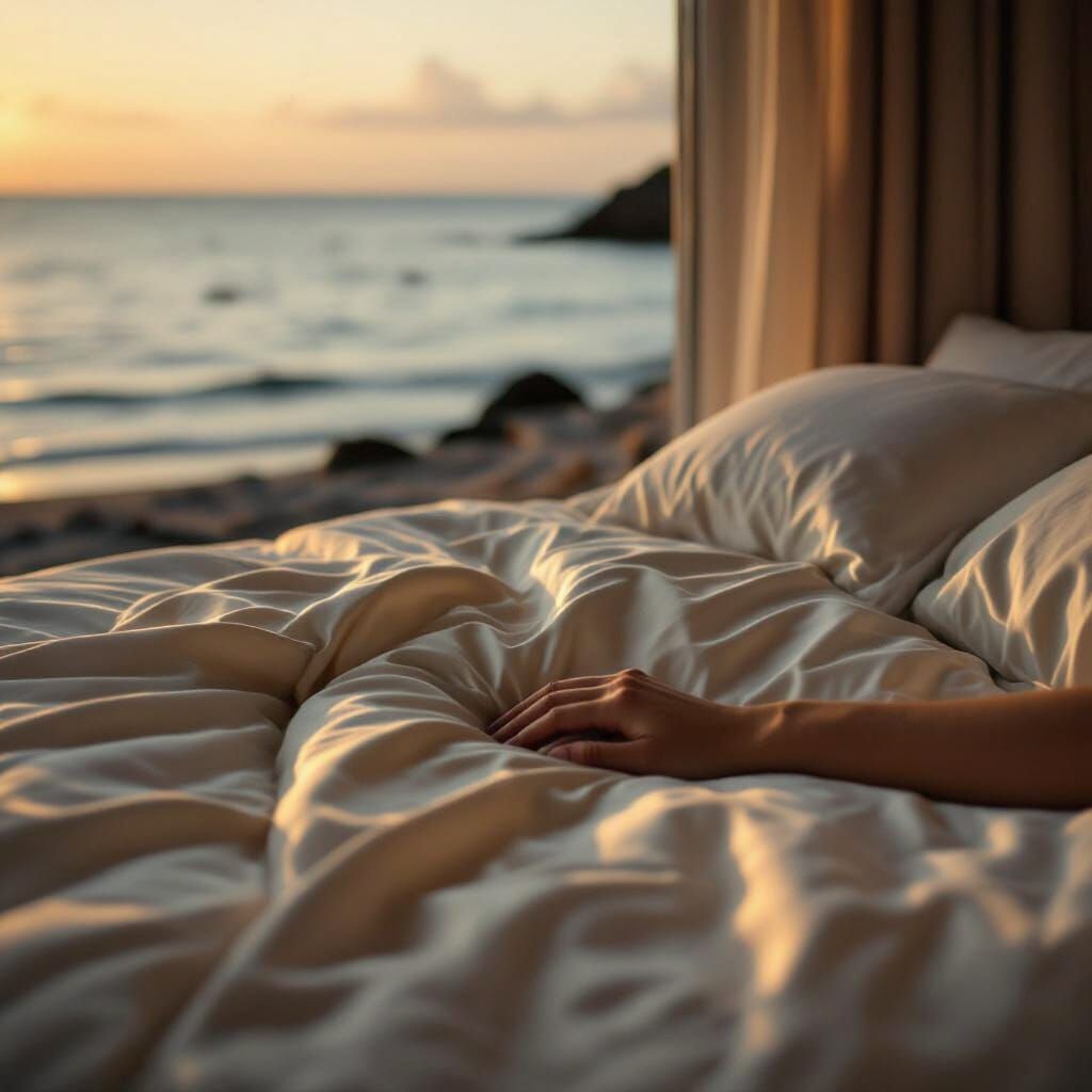Serene Coastal Bed at Dusk