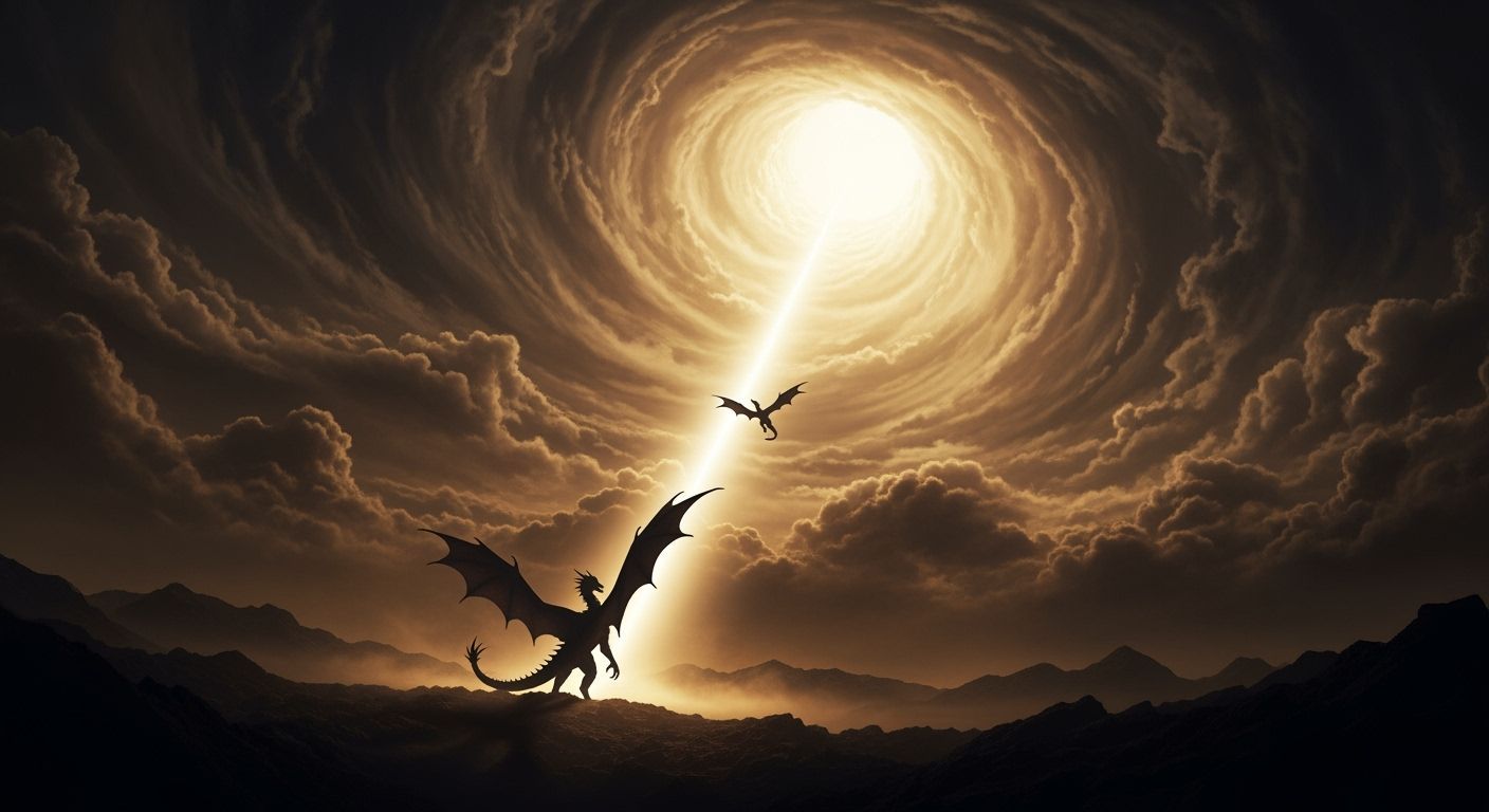 Dragons in Stormy Landscape: Digital Fantasy Art