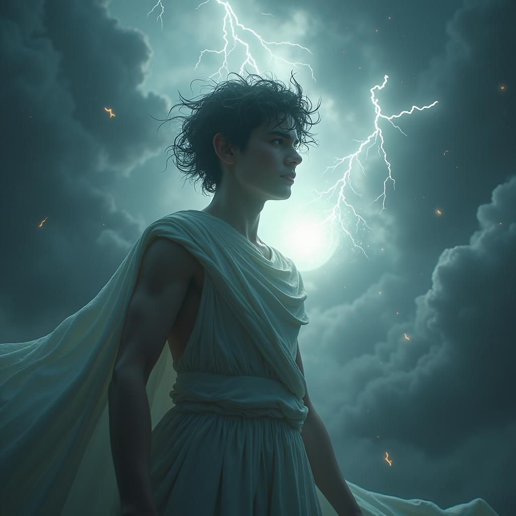 Figure in Storm with Ethereal Light