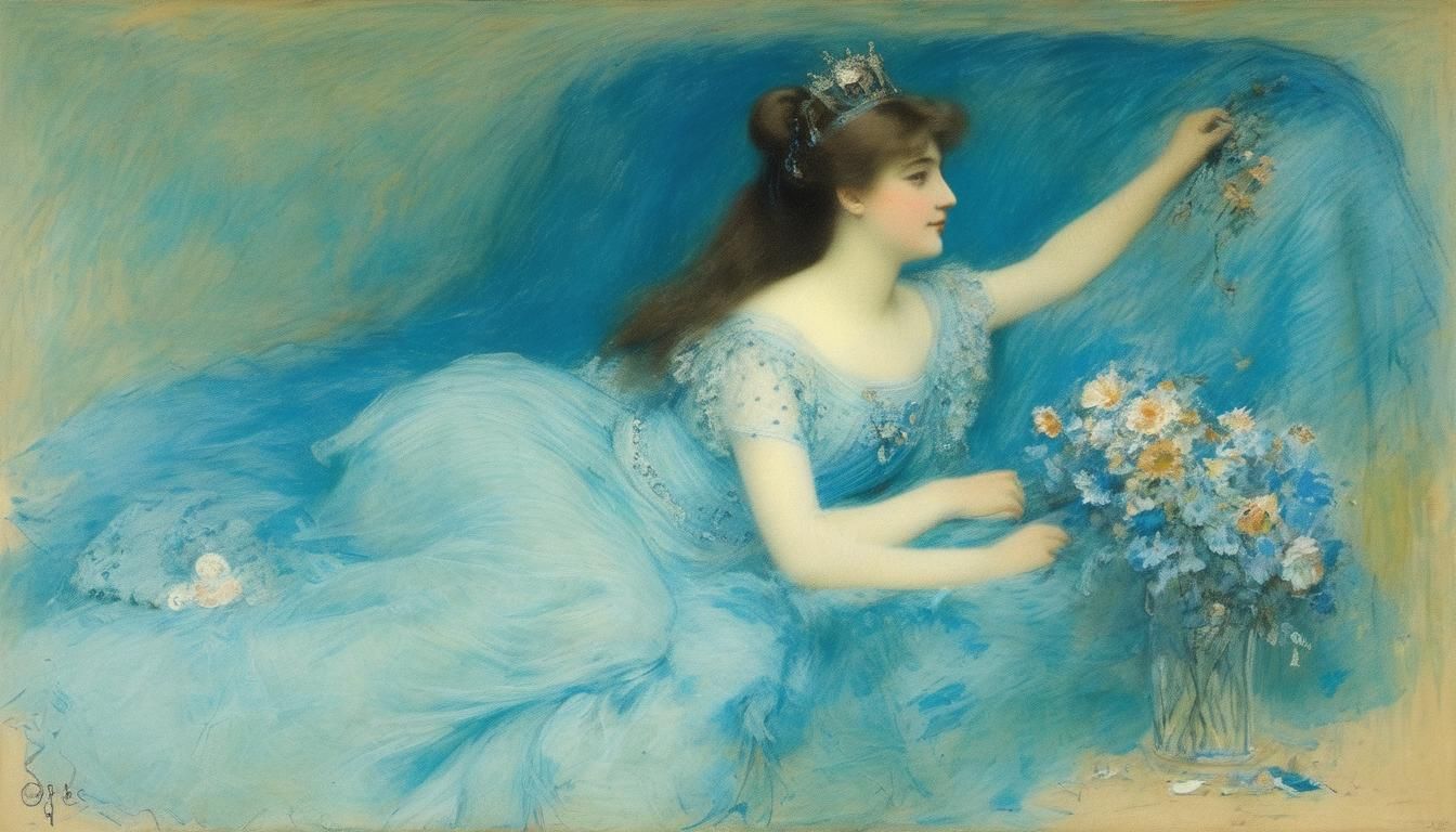 La Princesse Bleue: A Pastel Portrait in 1908 Style