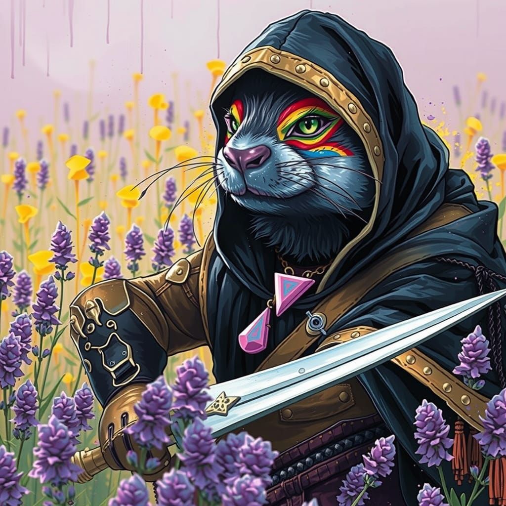 Xena Warrior Princess Marmot in Vibrant Graffiti Style