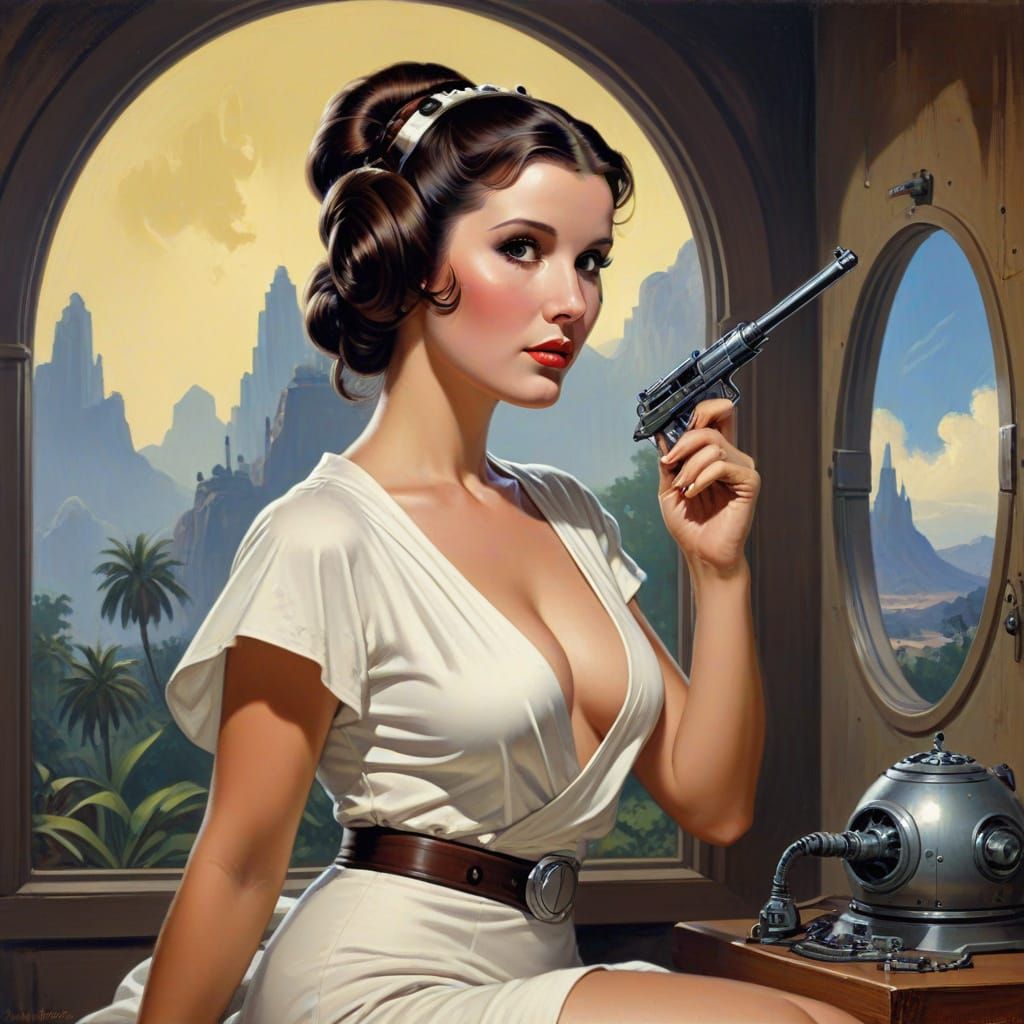 Sultry Princess Leia in Retro Pin-up Style
