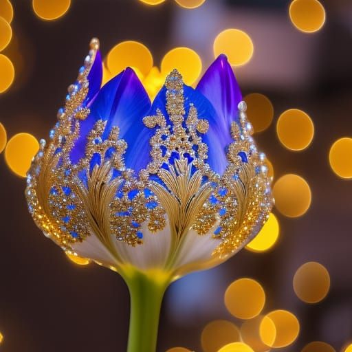Intricate Crystal Tulip in Dynamic Lighting