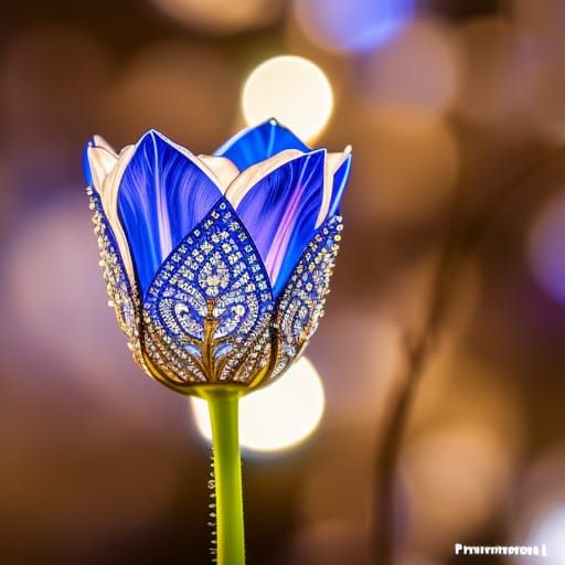 Intricate Crystal Tulip in Dynamic Lighting