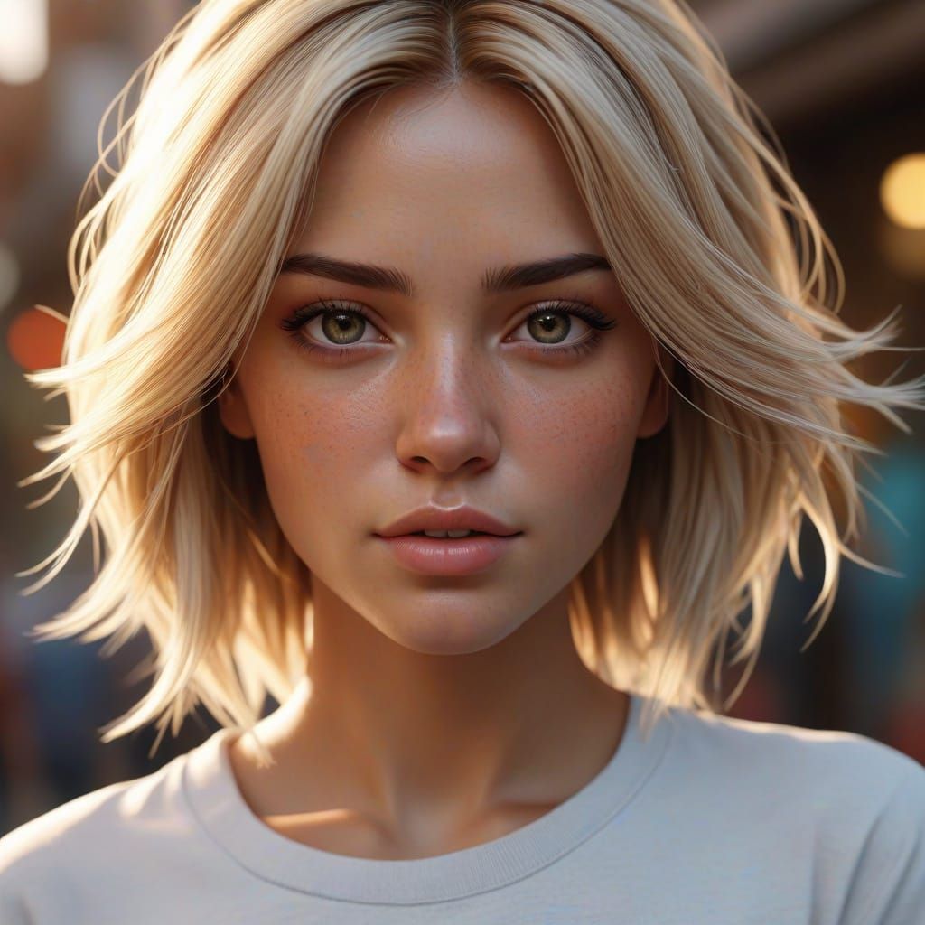 Surreal Hyperrealistic Portrait of a Young Woman