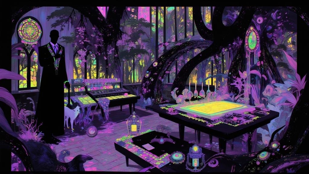 Enchanted Wizard's Study Jungle in Dark Fantasy Style