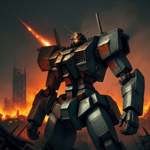 Gritty Apocalypse: Destroyed Gundam in Ruins