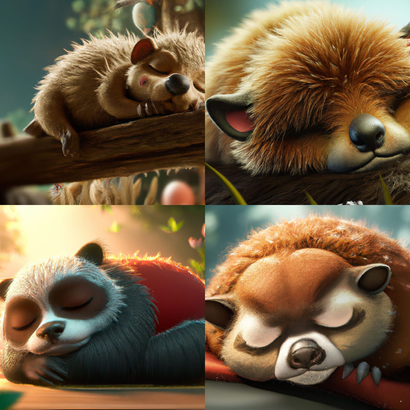 Adorable Sleeping Animal: 3D Detailed Matte Painting