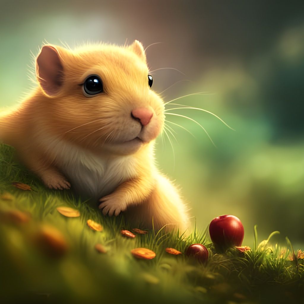 Cute Fluffy Gerbil in Detailed Matte Painting