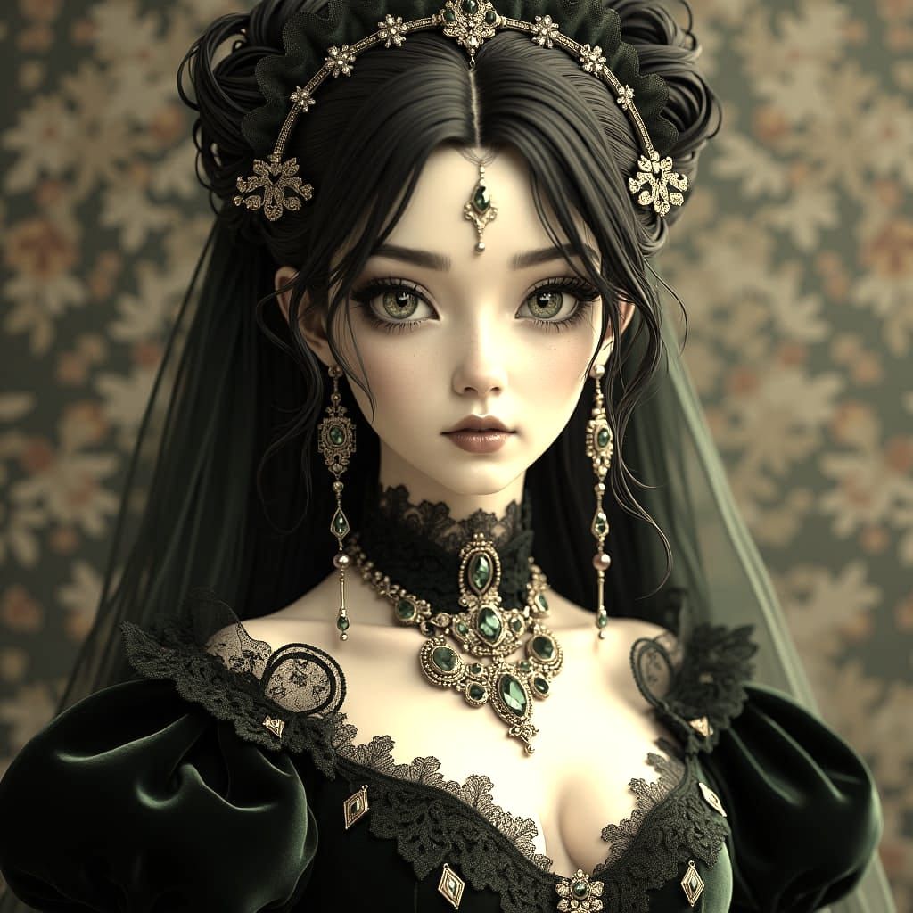Gothic Woman Portrait in Detailed 3D Anime Style
