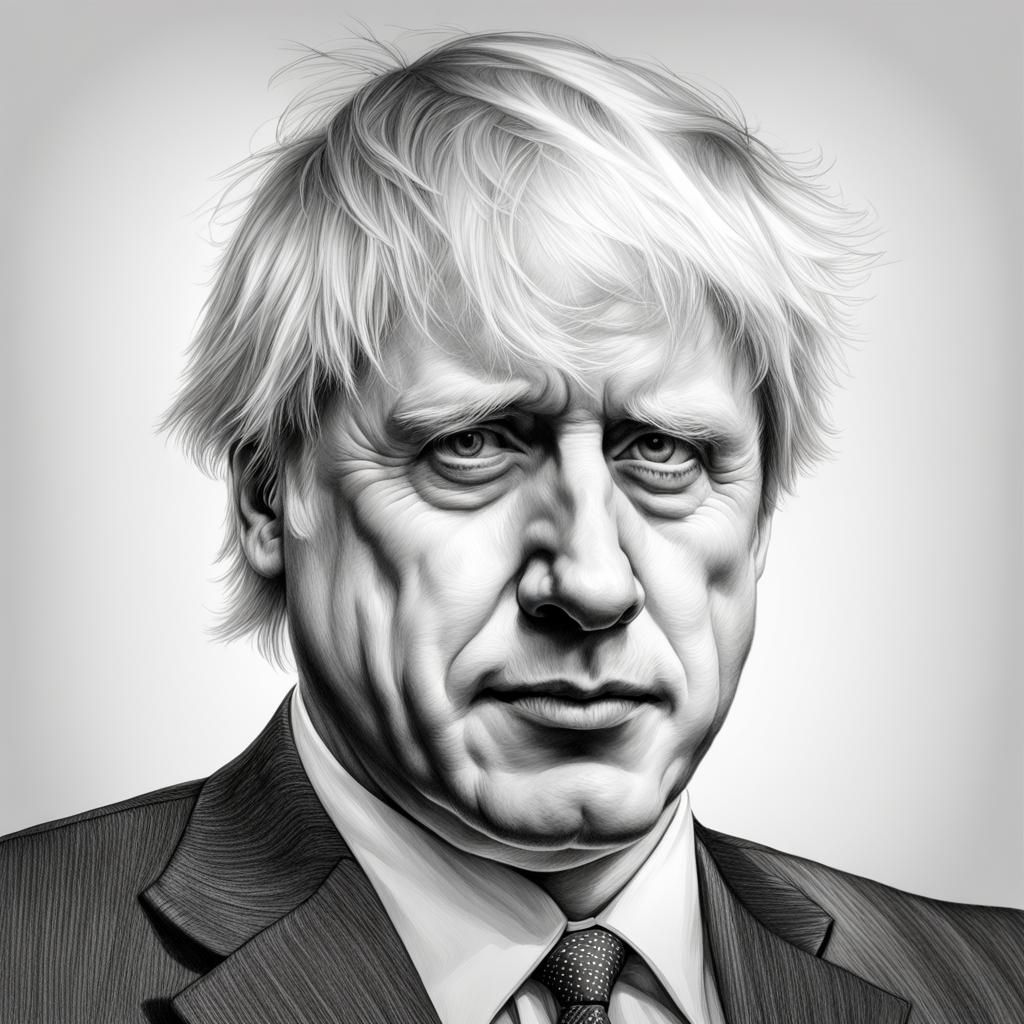 Realistic Pencil Portrait of Boris Johnson