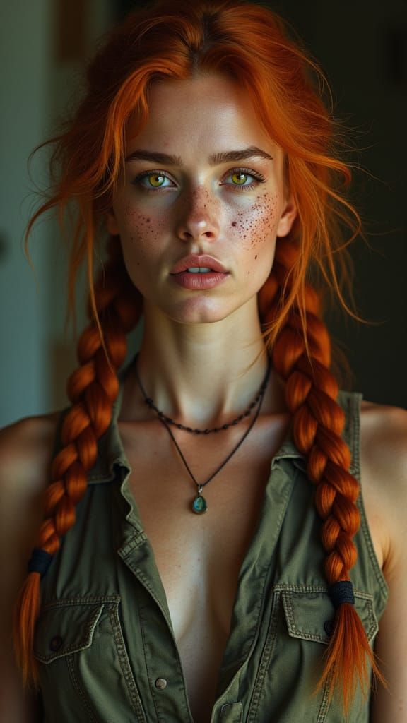 Woman with Star Scars in Hyperrealistic Portrait