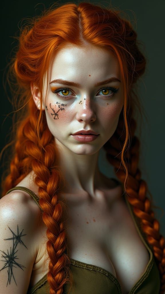 Woman with Star Scars: Hyperrealistic Portrait
