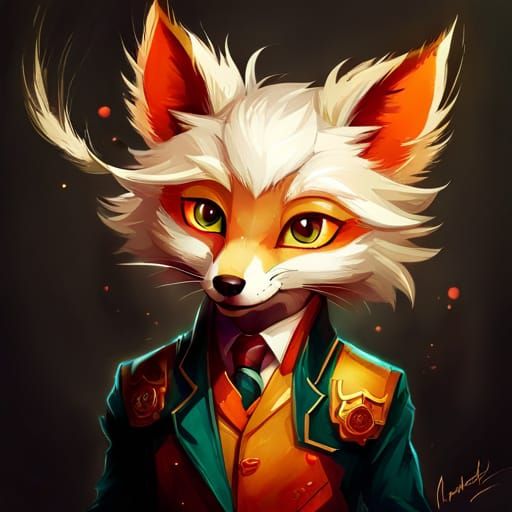 Furry Fox Aristocrat Portrait in Detailed Painting Style
