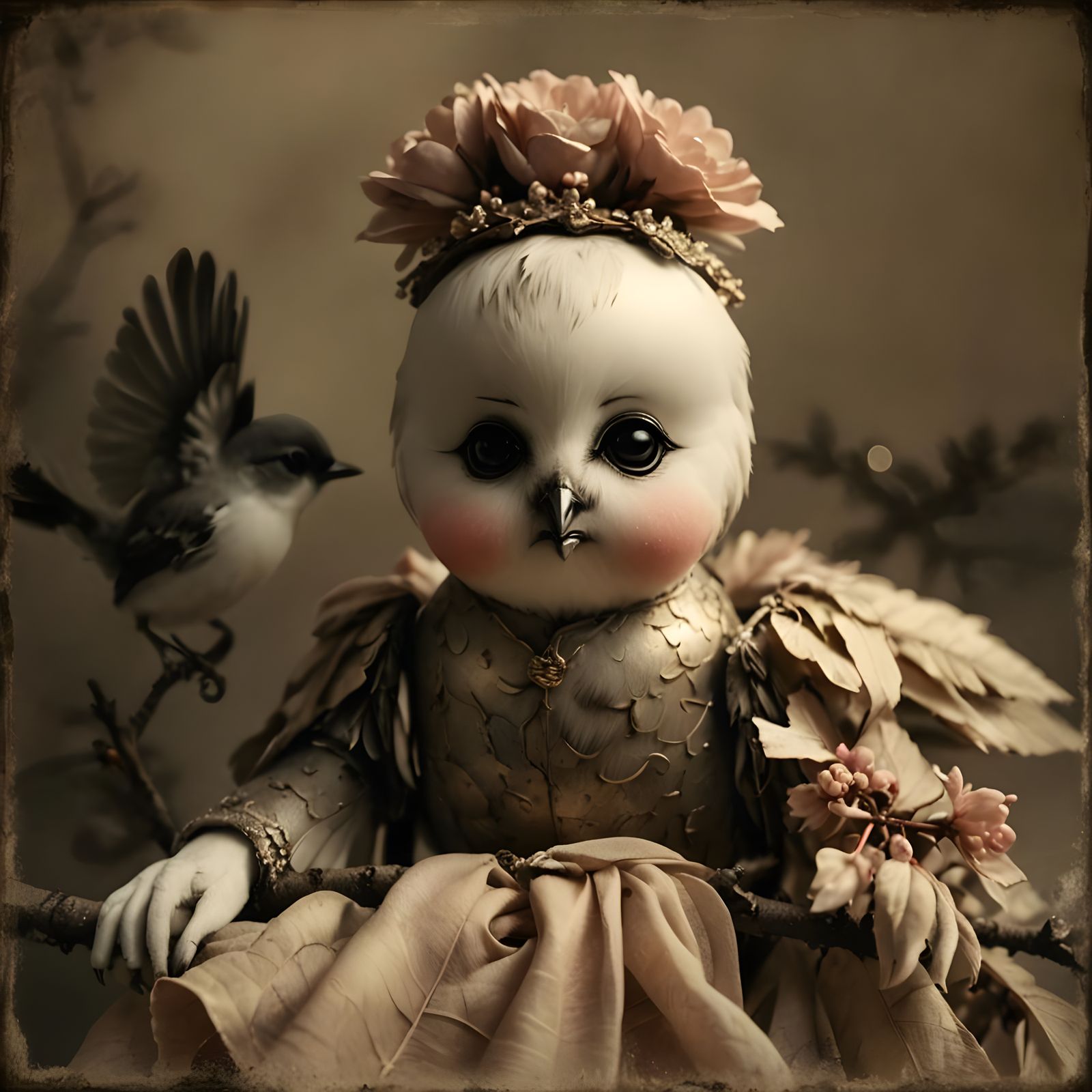 Bird on Branch in Sumi-e Style