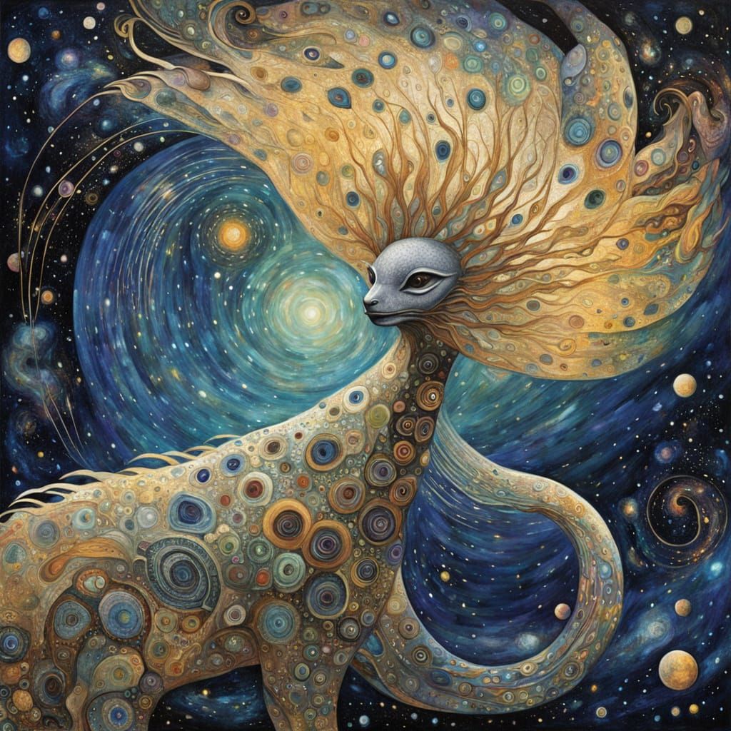 Surreal Cosmic Lifeform in Art Deco Dadaism Style
