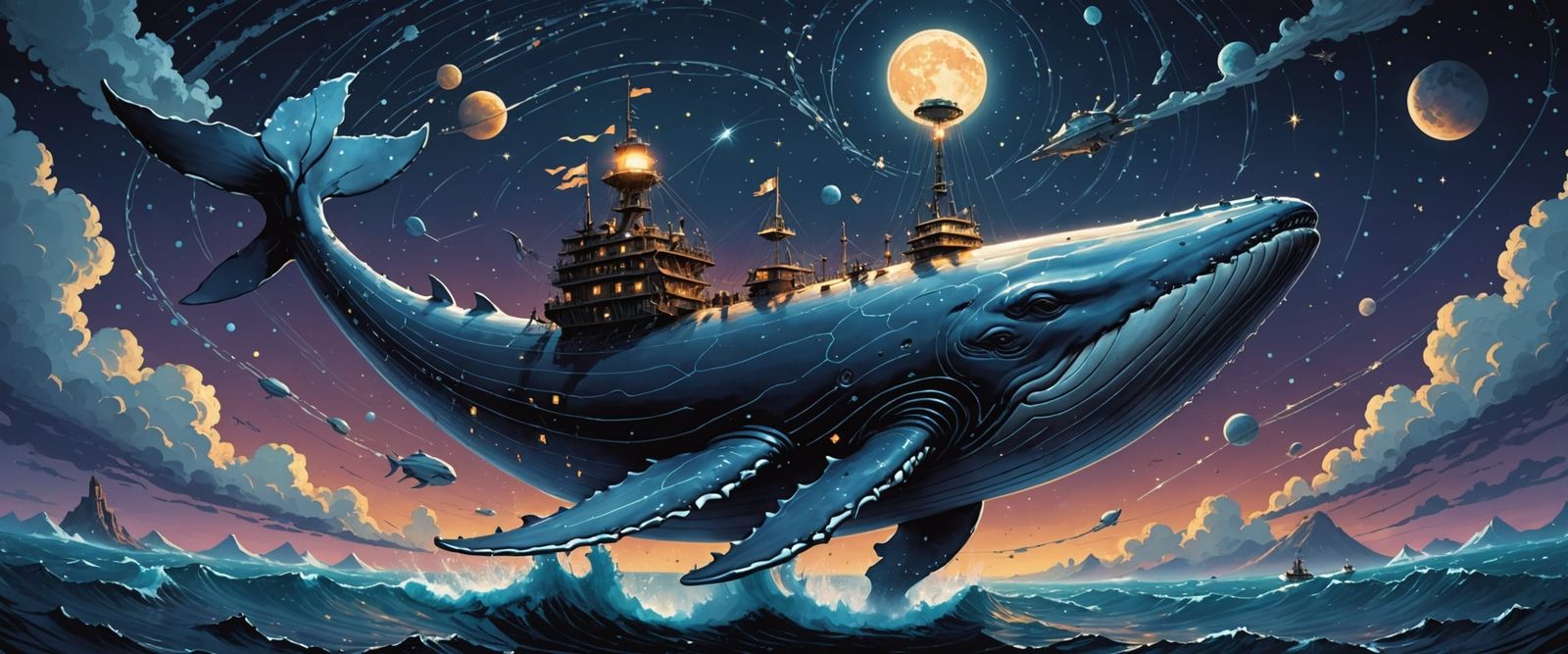 Cosmic Whale in Dark Fantasy Sky, Constellation Skin