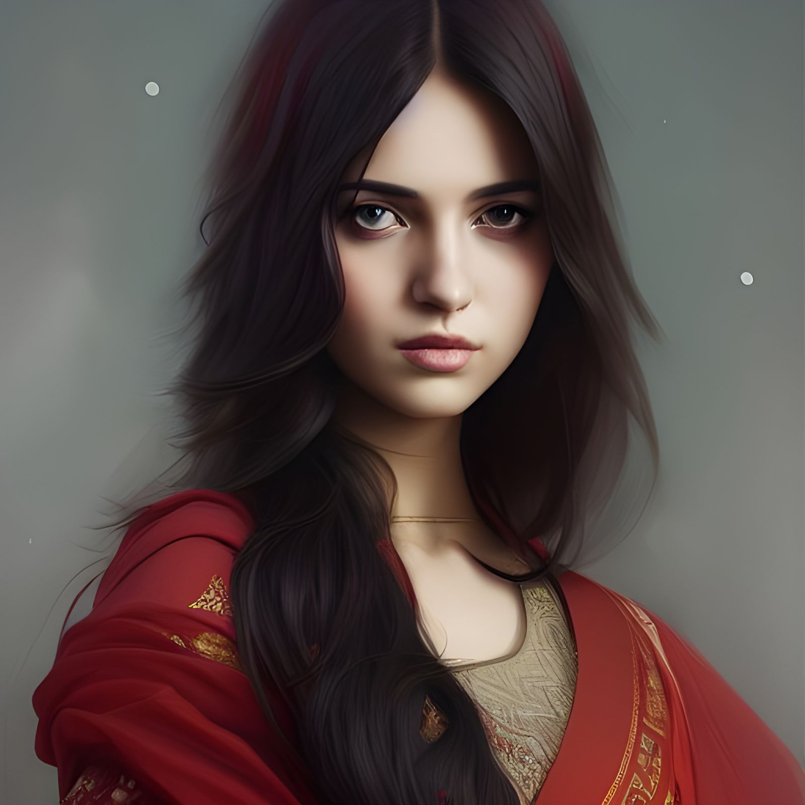 Elegant Lady in Red Shalwar Kameez, by Artgerm