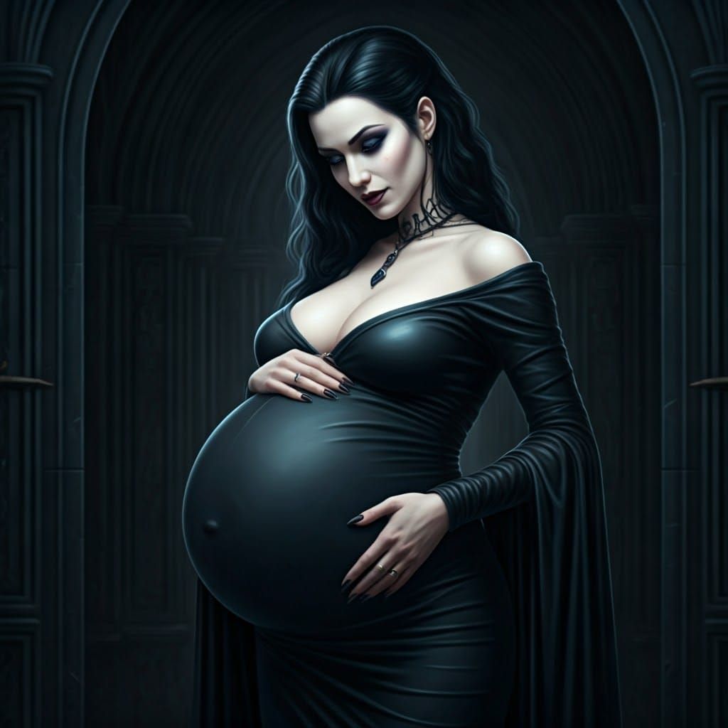 Pregnant Dark Queen Gazing in Wonder