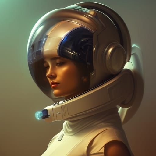 Retro-Futuristic Astronaut Portrait in High Resolution