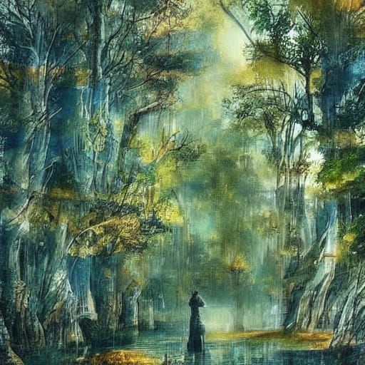 Fantasy Daroga in Mystical Forest, Vibrant Colors