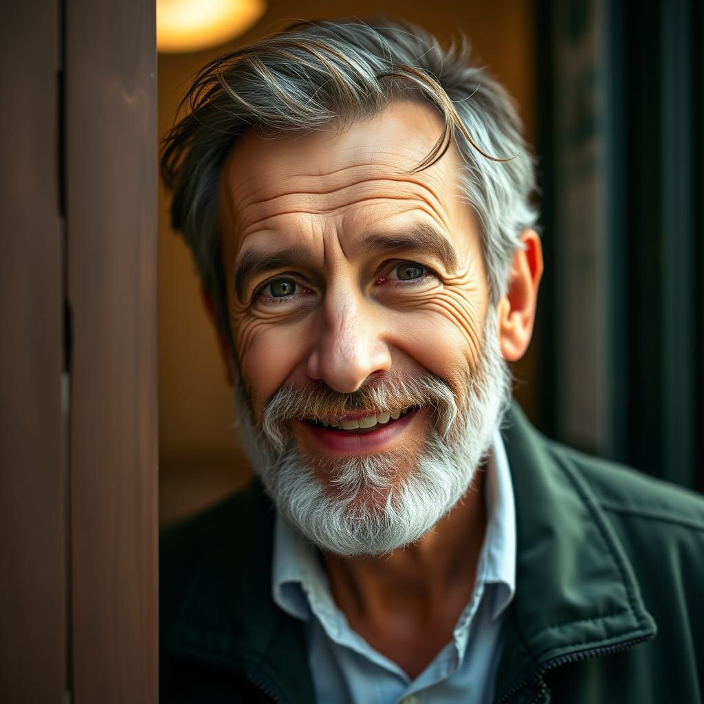 Welcoming Italian Geologist Portrait in Photorealistic Style