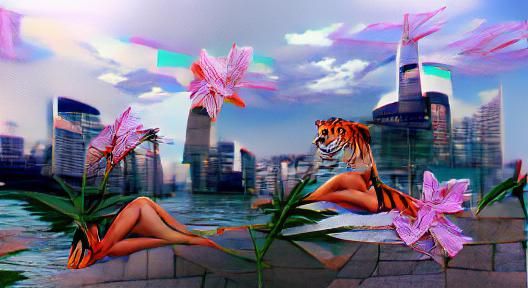 Tiger Lily in Summer City: Vaporwave Hyperrealism