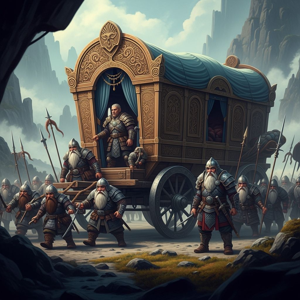 Fantasy Travel Cart Escorted by Dwarves