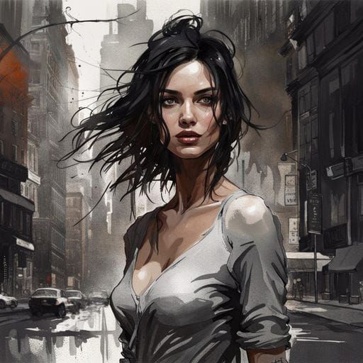 Beautiful Polish Girl Portrait in Splash Art Style