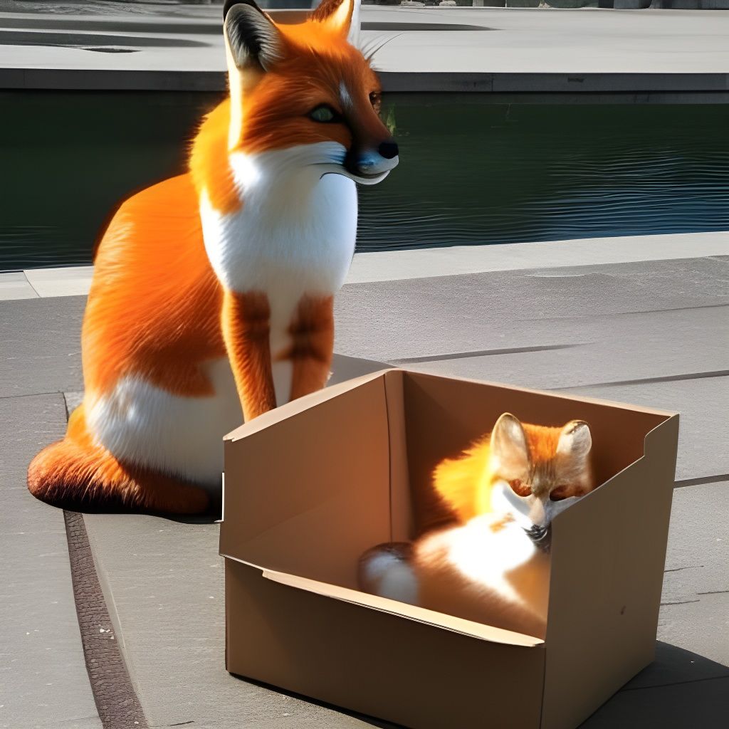 Cat and Fox in Box at Docks: Splash Art