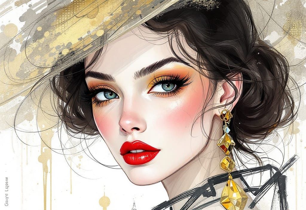 Elegant Fashion Portrait in Art Deco Style