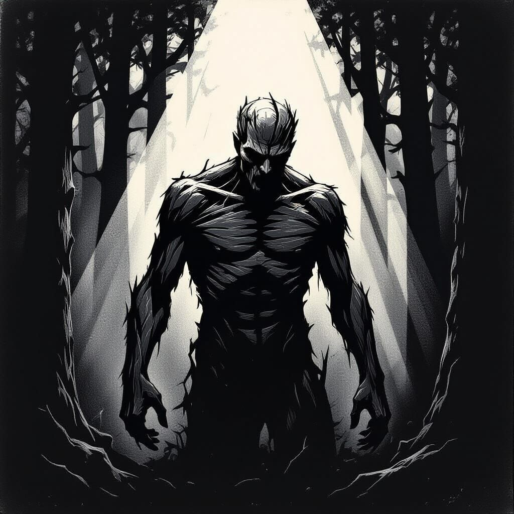 Primal Hunger Carved in Wood, German Expressionist Style