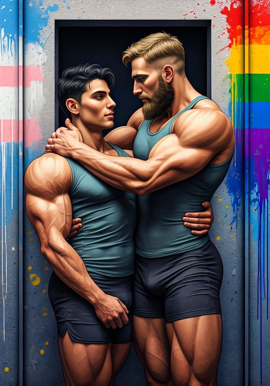 Passionate Embrace: A Hyperrealistic Portrait of Two Men